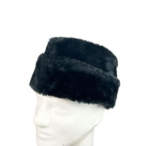 Vintage Faux Fur Black Hat Union Made In USA! Size Medium